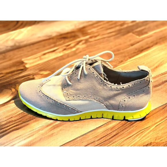 Cole Haan ZeroGrand Wingtip Oxford Taupe Tan Yellow Shoes Women’s 6.5 - Picture 5 of 10